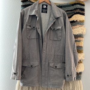 QUICKSILVER Gray Canvas Barn Utility Cargo Lined Jacket Large